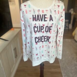 LC Lauren Conrad White Sweater with Pink and Red Accents
